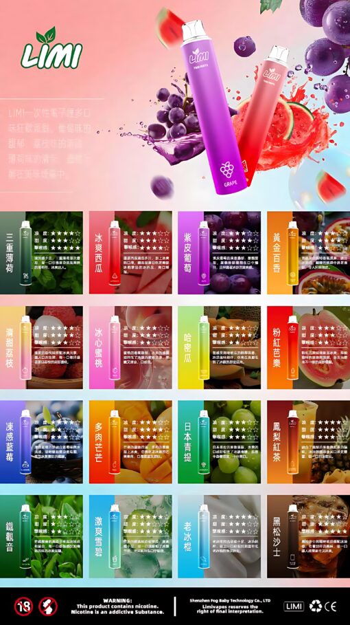 LIMI 7000口PUFFS 發光拋棄式電子煙 台灣一次性電子煙推薦